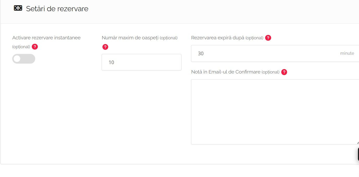 Setari de rezervare restaurant